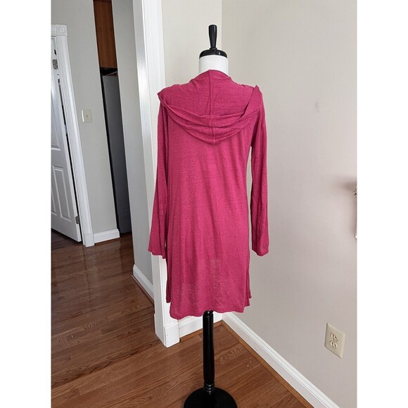 Cynthia Rowley Linen Hooded Duster Cardigan Size S Pink Long Lightweight Beachy - Picture 8 of 9